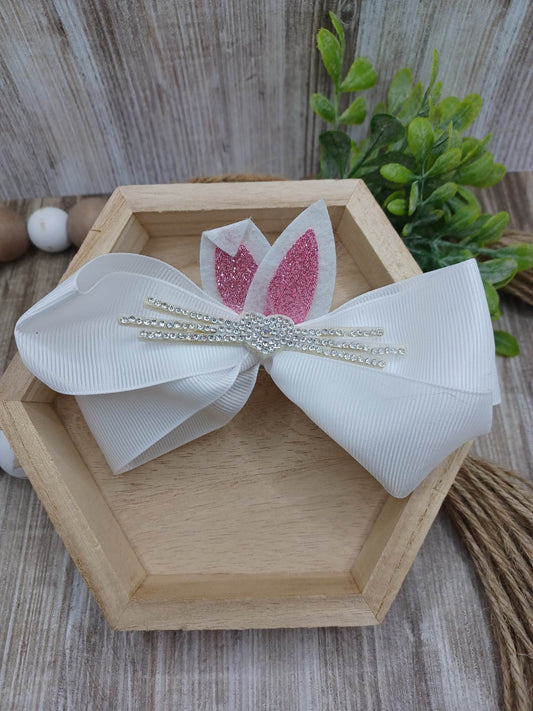 Rhinestone White Easter Bunny Hair Accessory