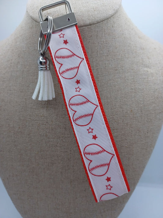 White Baseball Keychain w/ Tassel