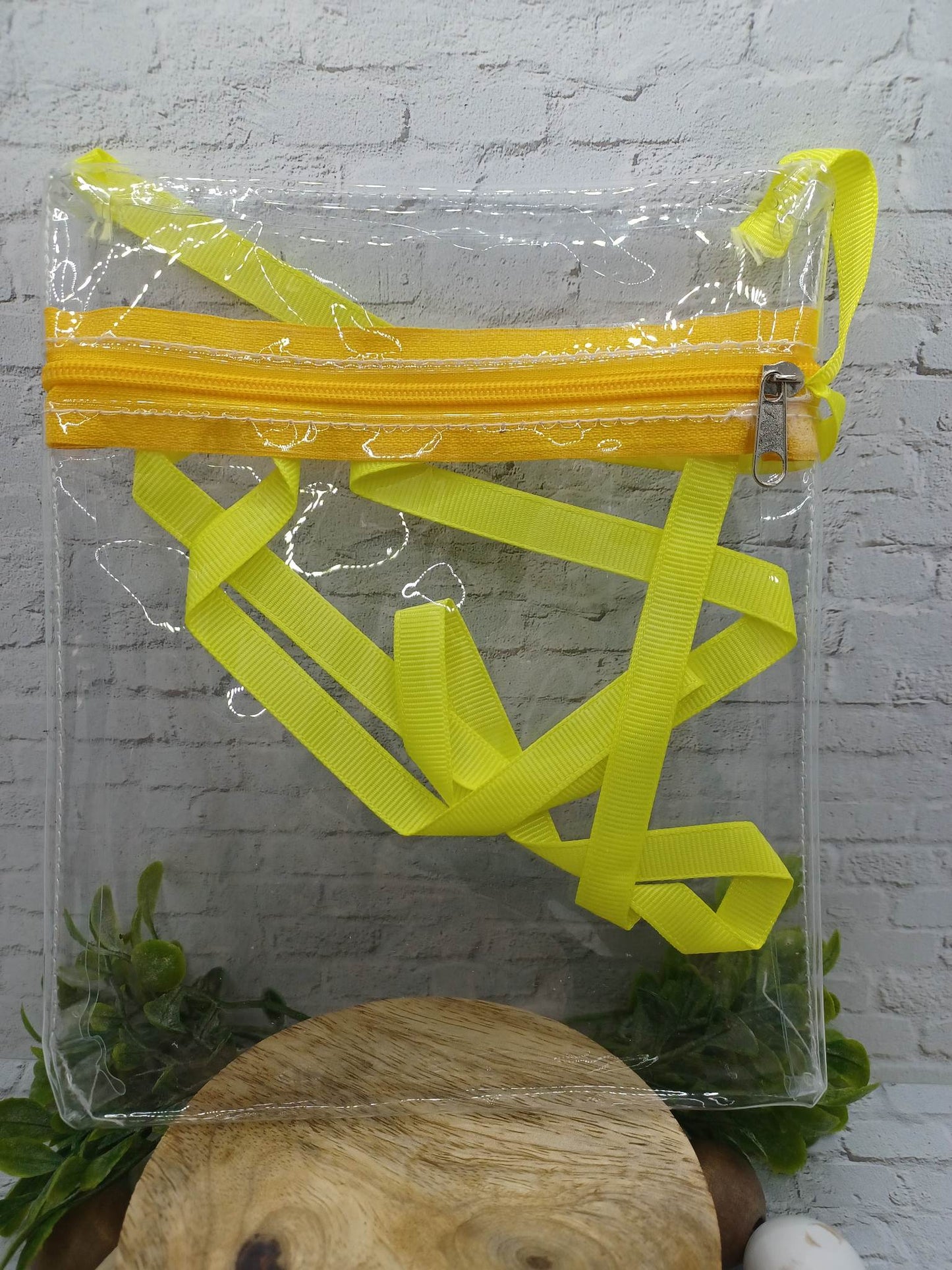 Yellow Clear Zippable Crossbody Bag