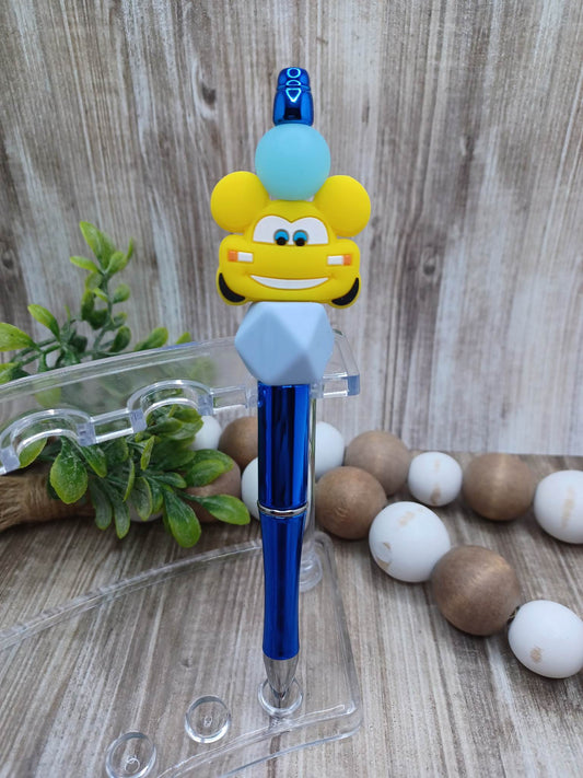 Yellow Car Beaded Ink Pen