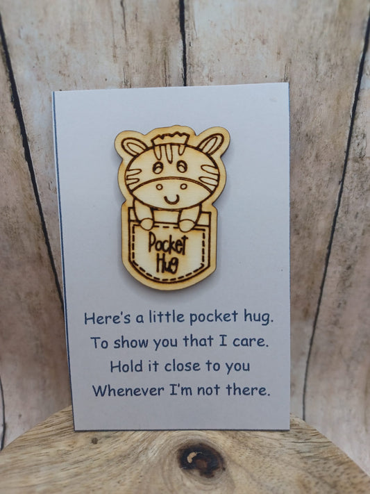 Wooden Pocket Hug - Zebra