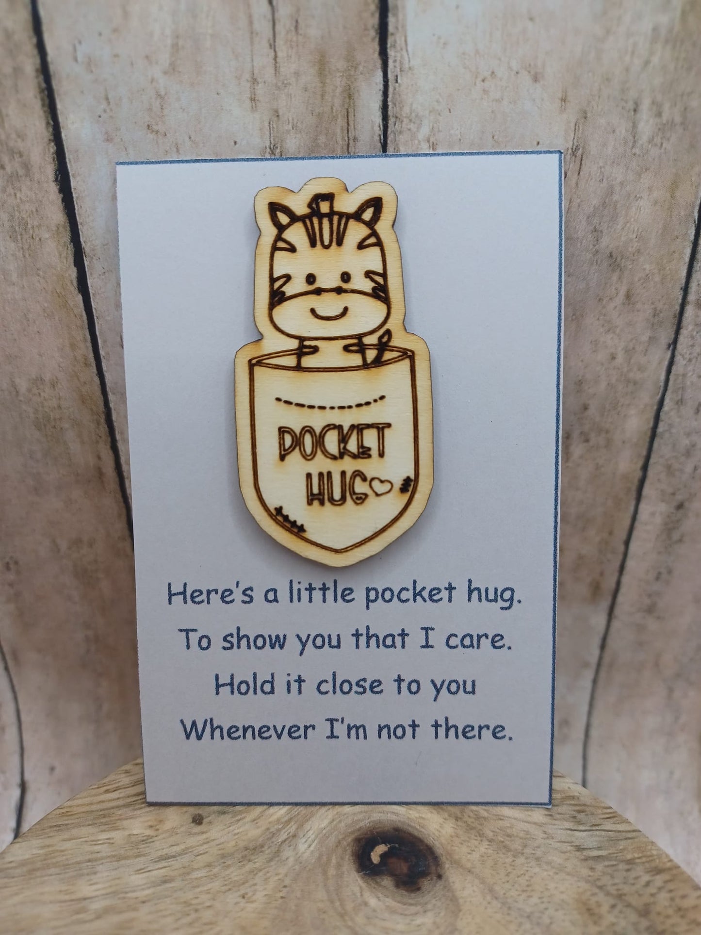 Wooden Pocket Hug - Zebra