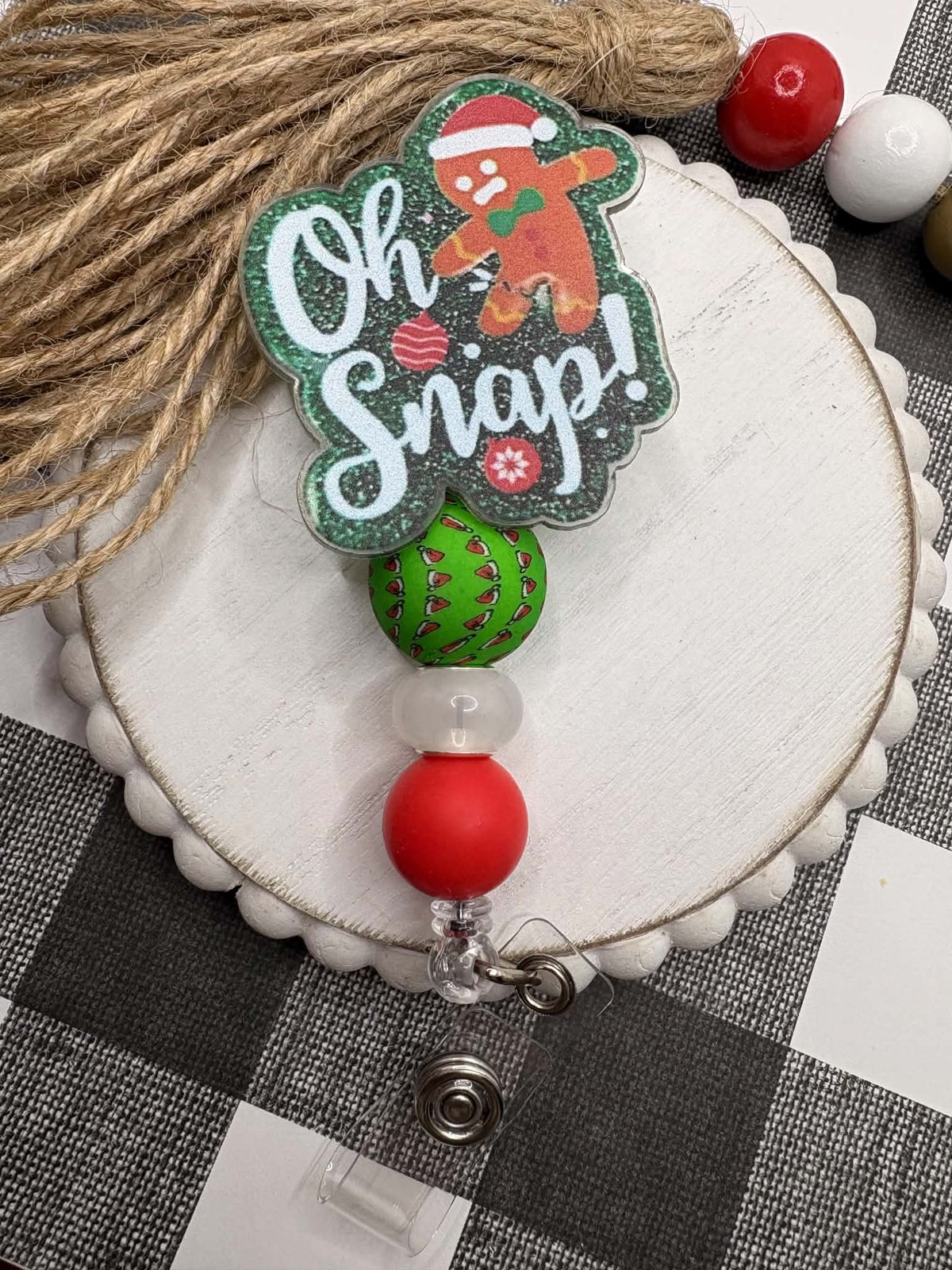 Oh Snap Christmas Gingerbread Beaded Badge Reel