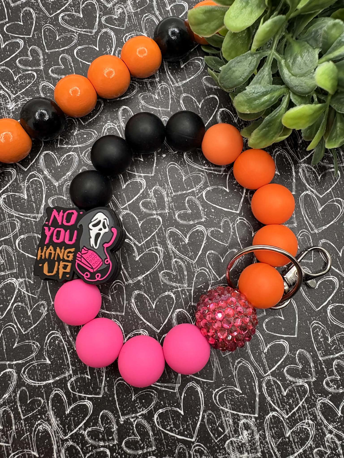 No You Hang Up Beaded Wristlet - Pink Bling