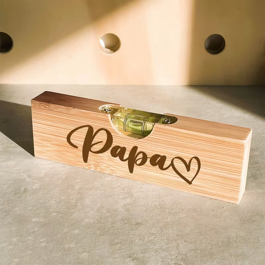 Papa Wooden Engraved Level Tool