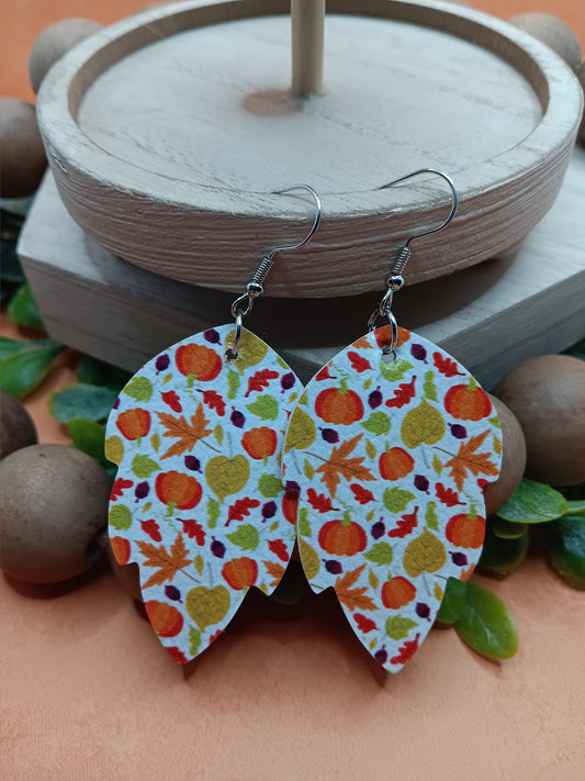 Leaf Shaped Earrings w/ Leaves & Acorns