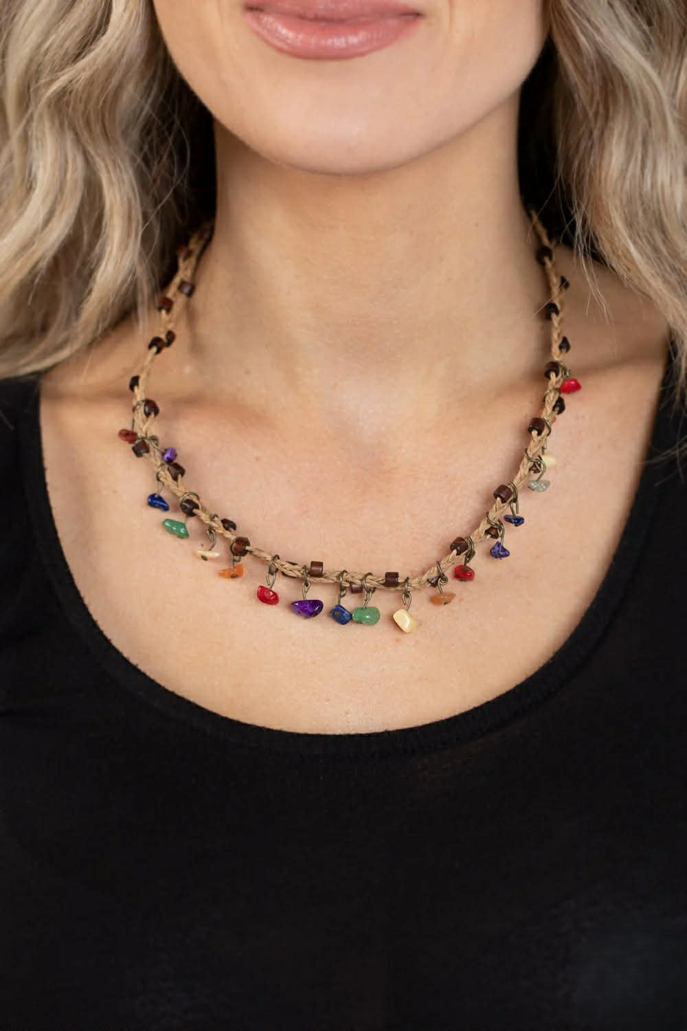 Urban Style Necklace w/ Colored Beaded Accents