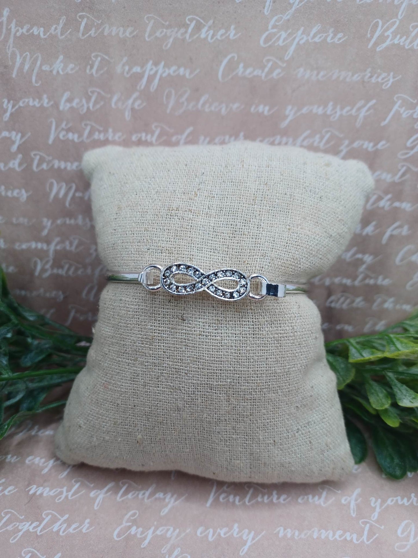 Silver Bracelet w/ Infinity Rhinestone Accent