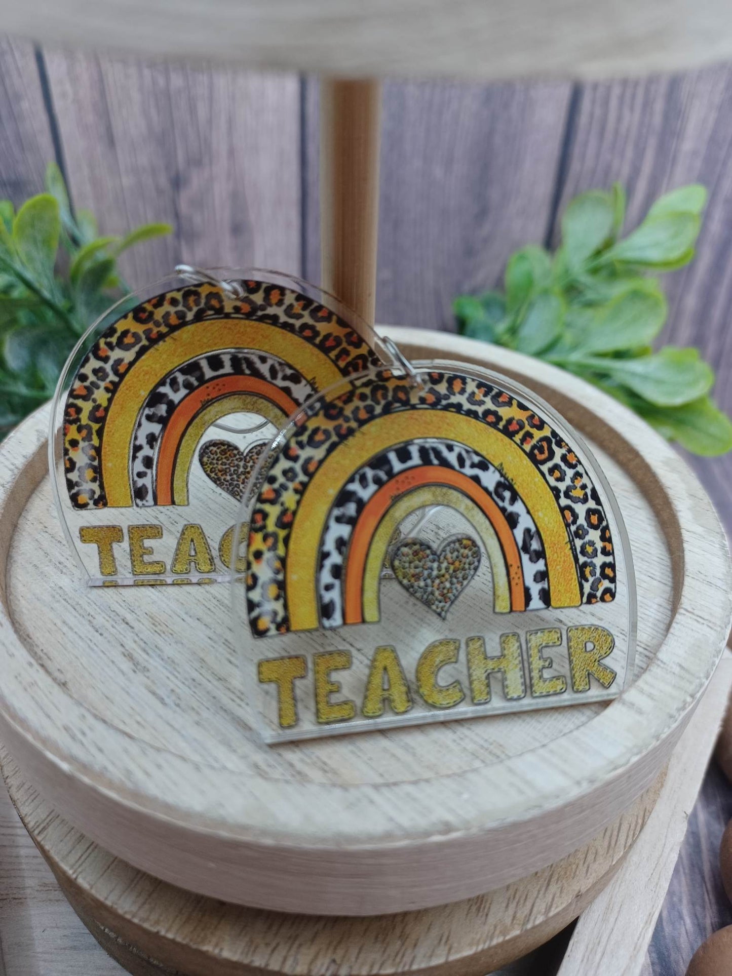 Leopard Print Rainbow Acrylic Teacher Earrings