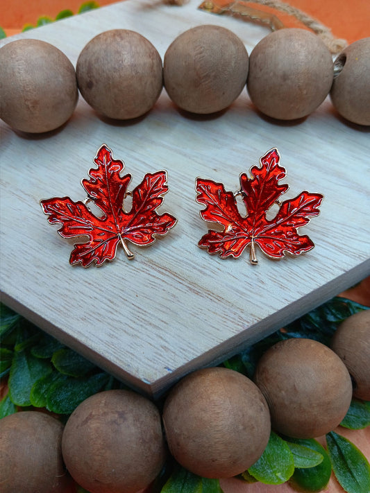 Orange Leaf Earrings