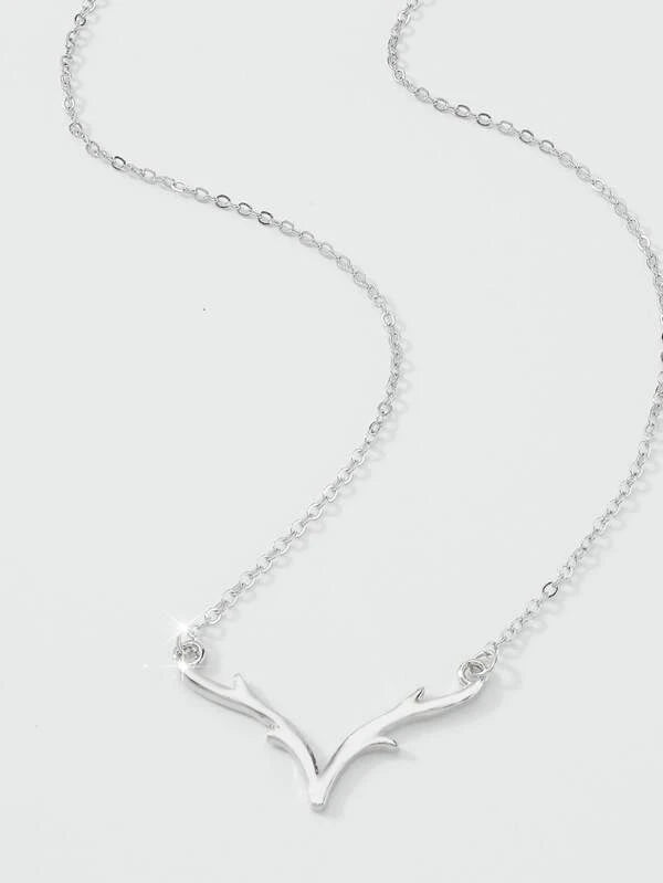 Silver Antler Necklace