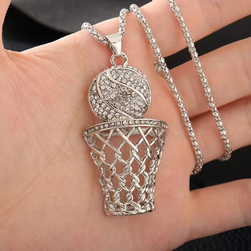 Silver Basketball Necklace