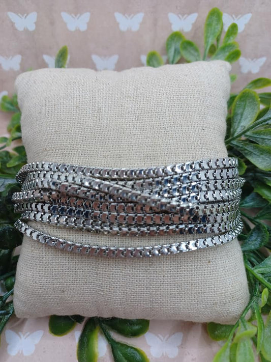 Silver Box Chain Stacked Style Bracelet