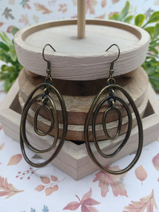 Brass Triple Circle Earrings