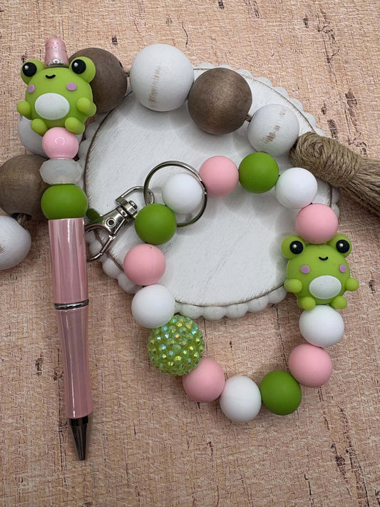 Frog Beaded Wristlet & Pen Set