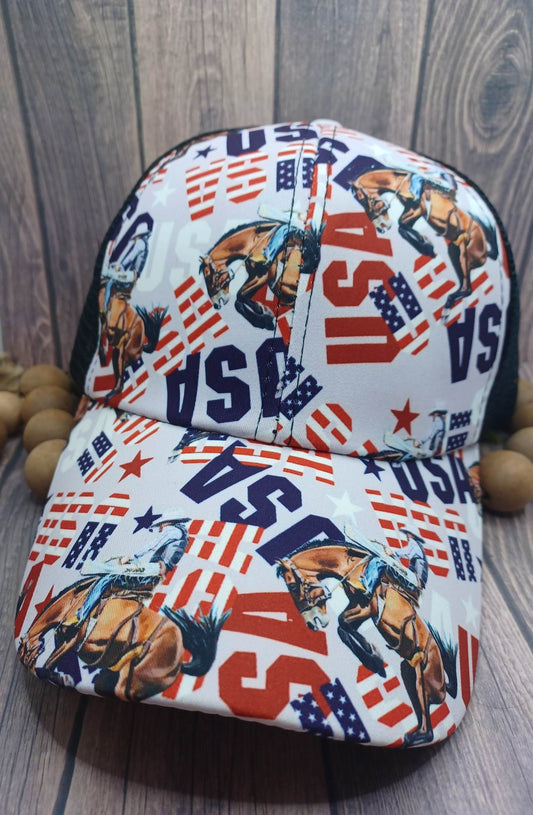 USA Red, White, & Blue Hat w/ Horse