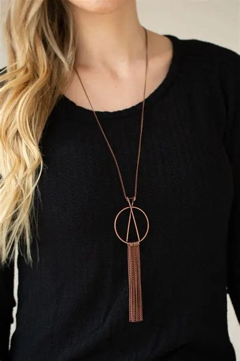 Circle & Tassel Copper Style Necklace