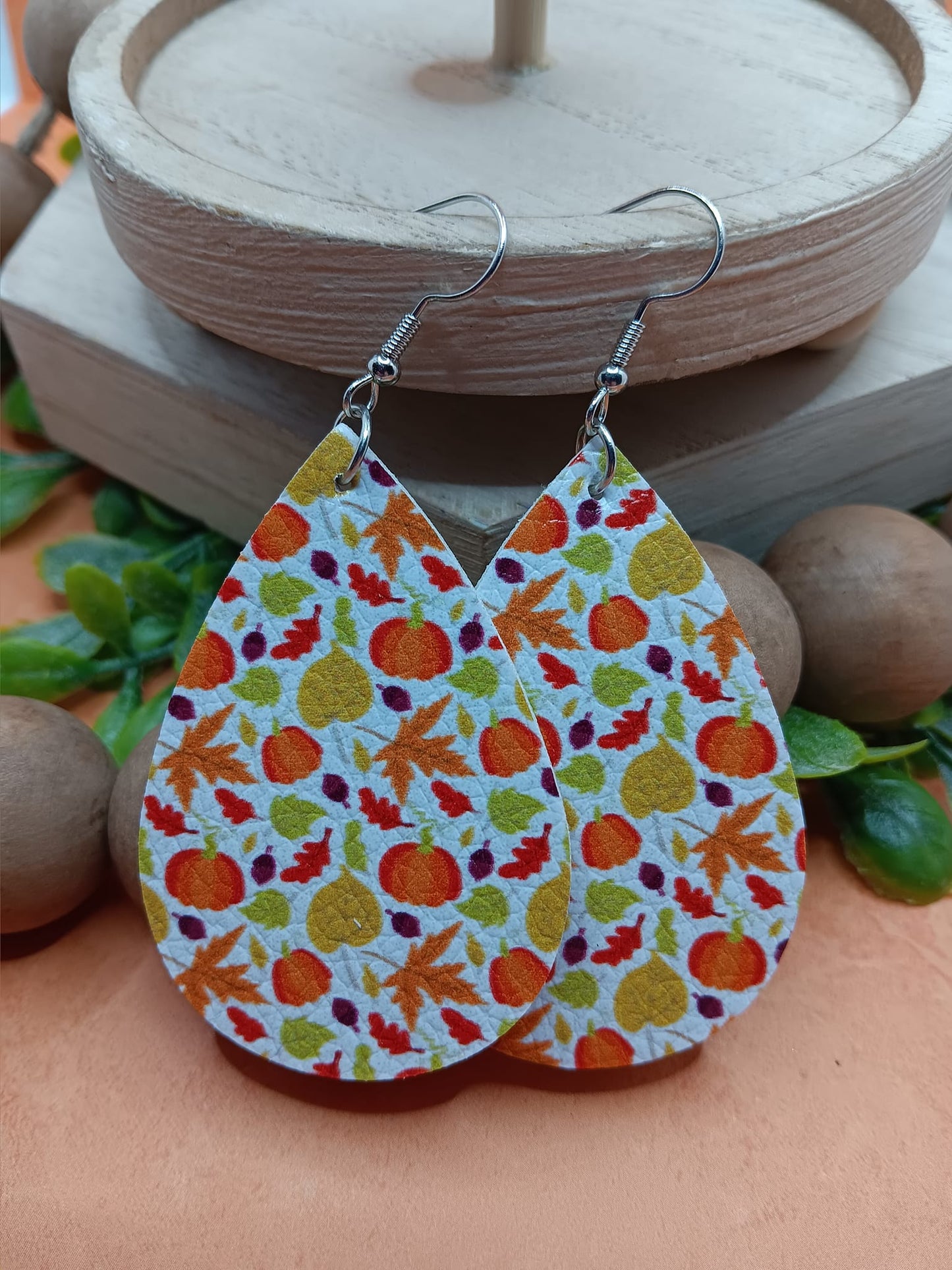 Fall Patterned Earrings w/ Pumpkins, Leaves, & Acorns