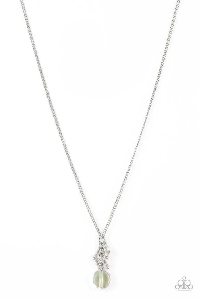 Silver Necklace w/ Clear Crystal-like Cluster Pendant