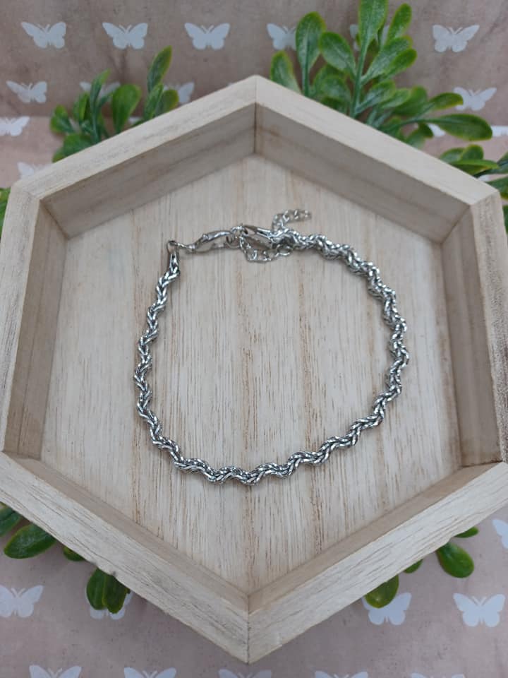 Silver Rope Chain Bracelet