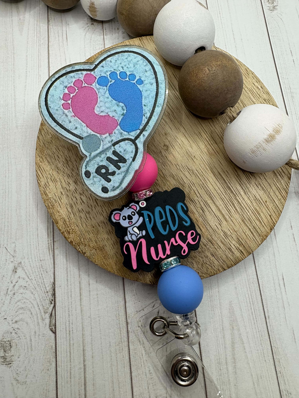 PEDS Nurse Beaded Badge Reel