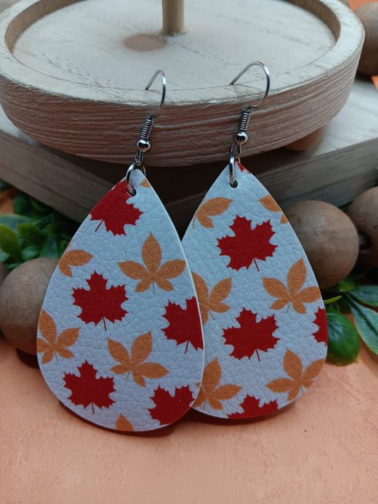 Fall Leaves Patterned Earrings