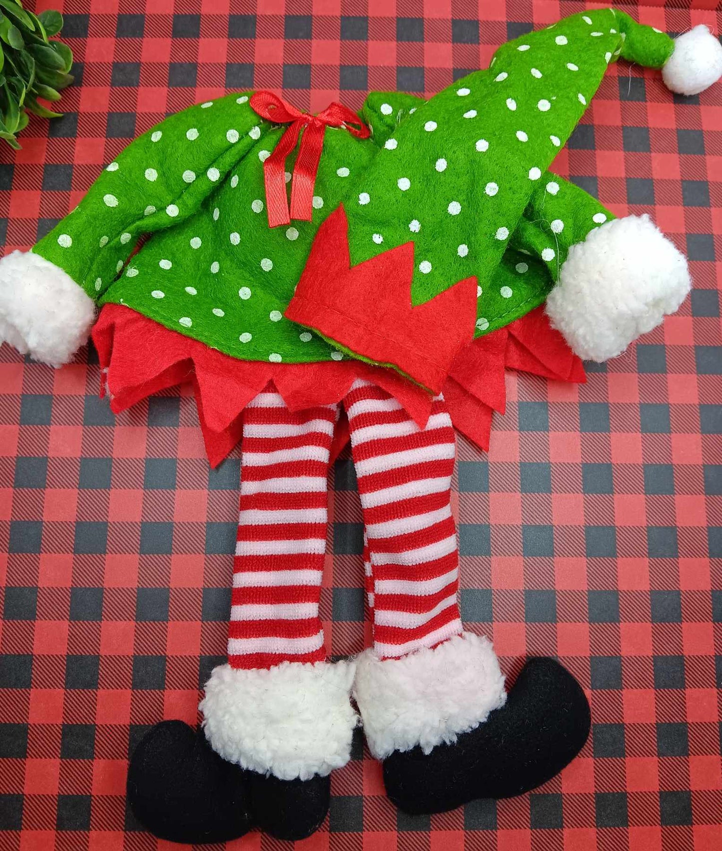 Santa's Helper Green Polka Dot Bottle Decor Outfit