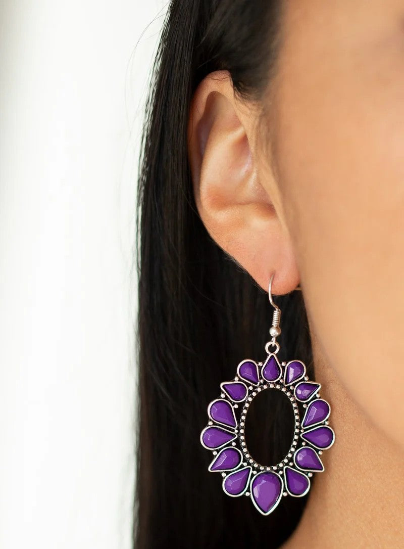 Purple Stone Abstract Earrings