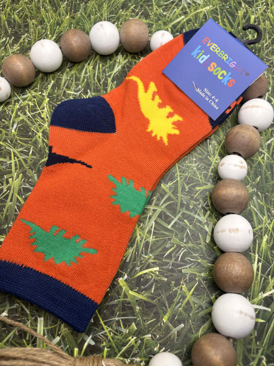 Orange Dinosaur Socks