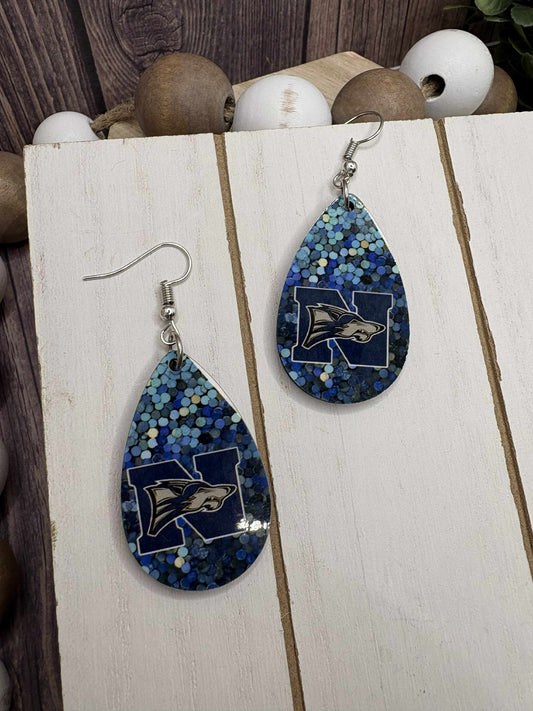 North Paulding Wolves Earrings - BLUE SPECKLE