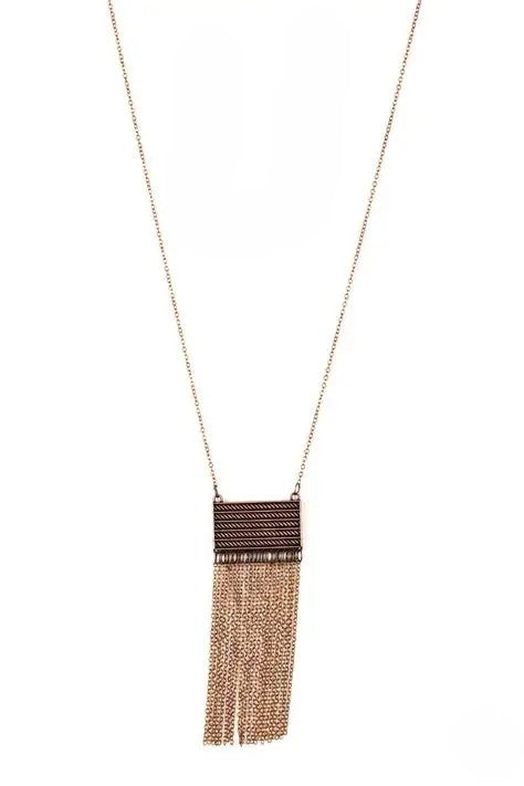 Copper Textured Pendant w/ Tassel Accents