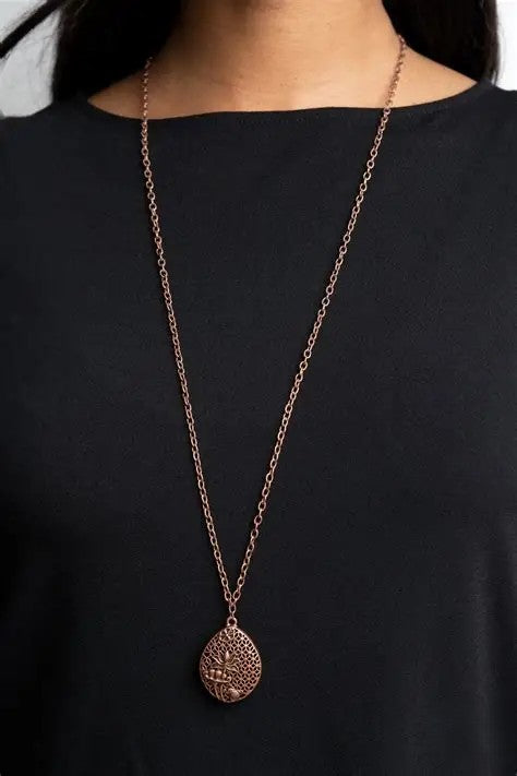 Copper Necklace w/ Textured Pendant
