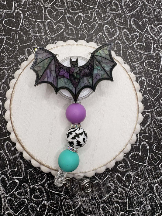 Bat Beaded Badge Reel