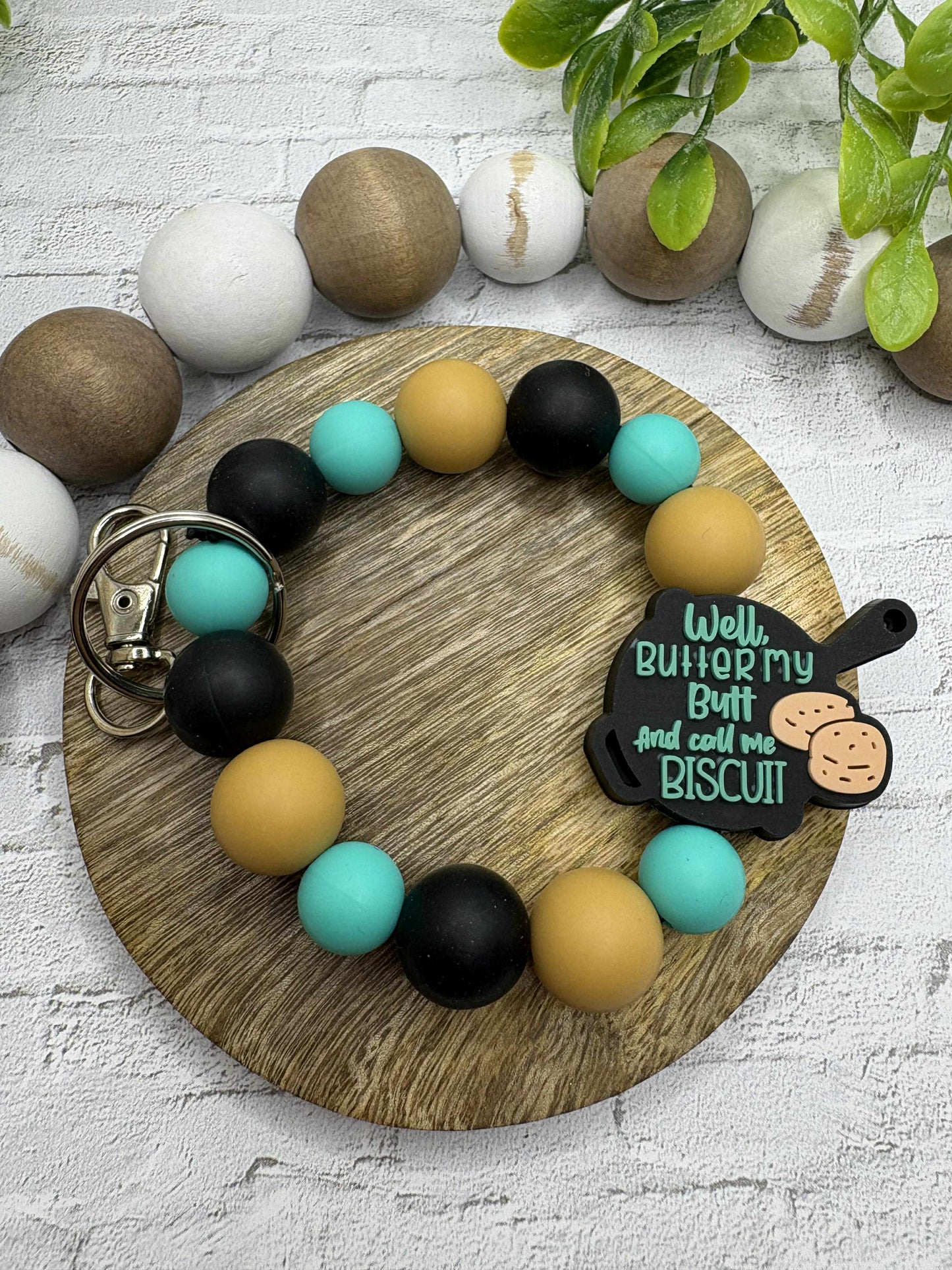 Butter my Biscuit Beaded Wristlet Keychain