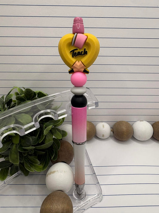 Teach Heart Pencil Beaded Ink Pen