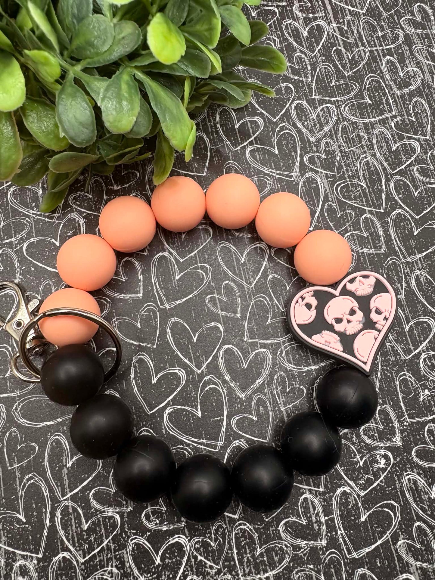 Skull Themed Wristlet Keychain