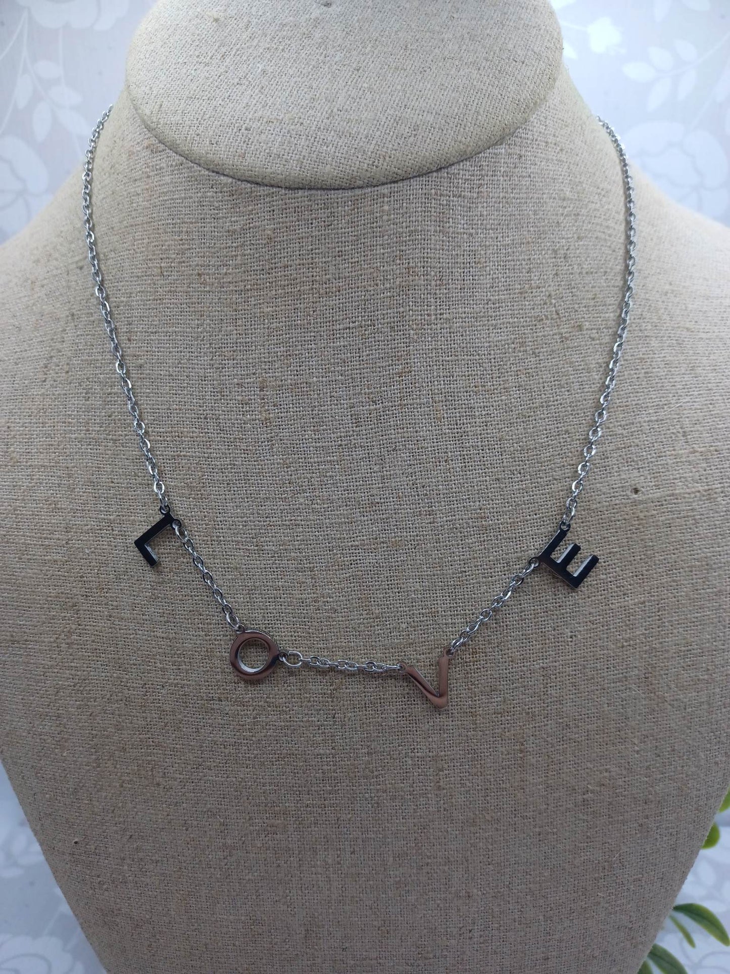 Silver L O V E Necklace