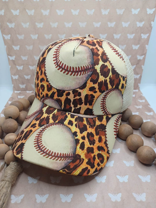 Baseball & Leopard Themed Hat
