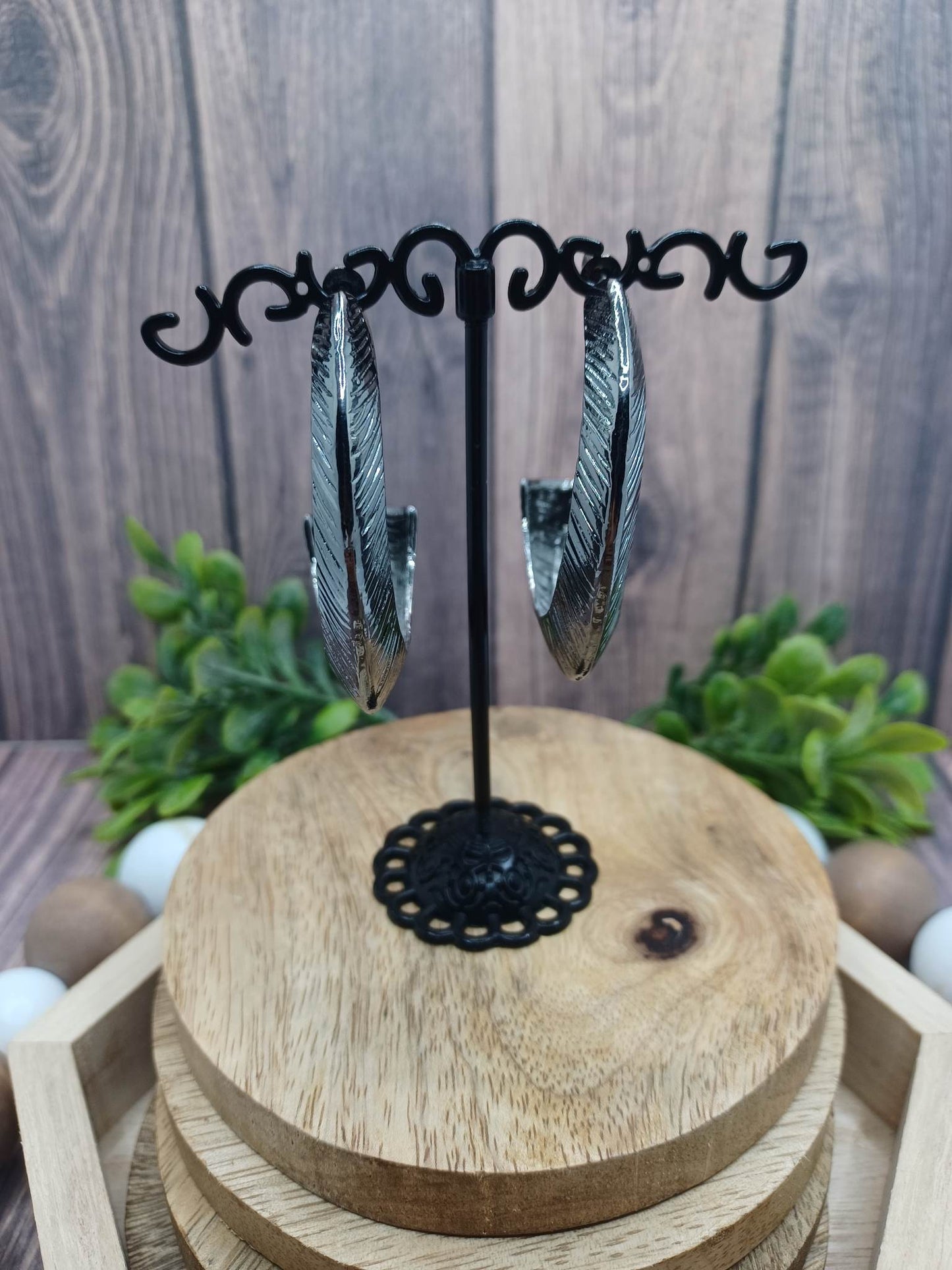 Textured & Hollowed Out Gunmetal Earrings