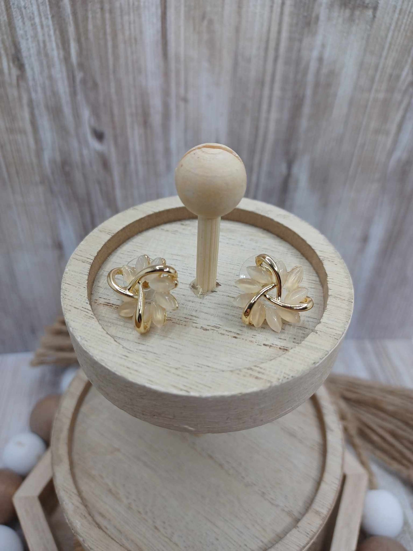 Golden & Champagne Moonstone Earrings