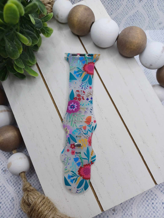 Bright Floral Patterned Watch Band - 38/40/41
