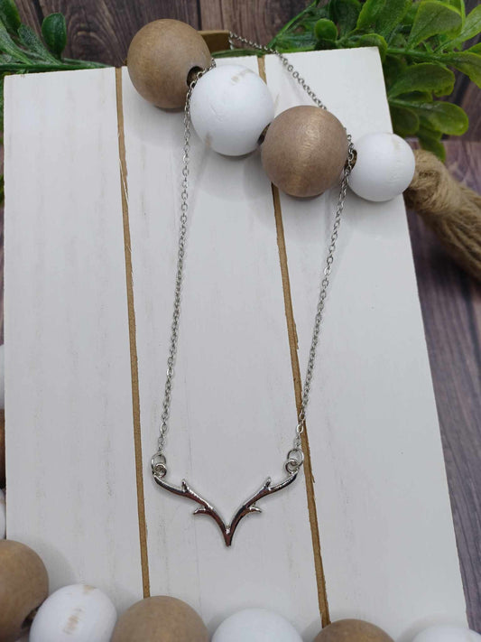 Silver Antler Necklace