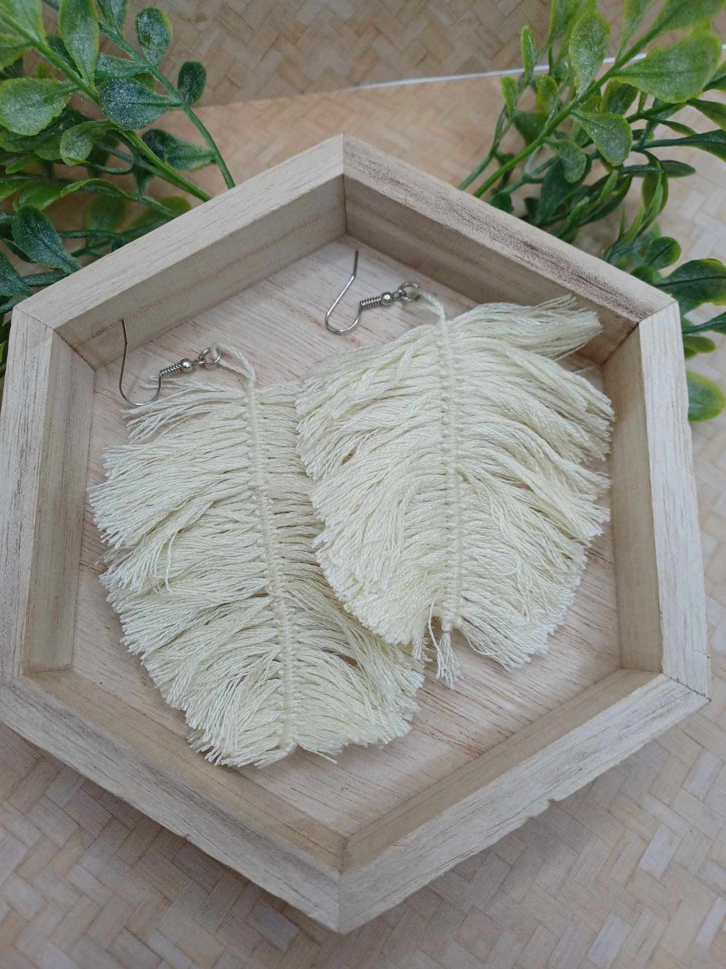Creme Macrame Earrings