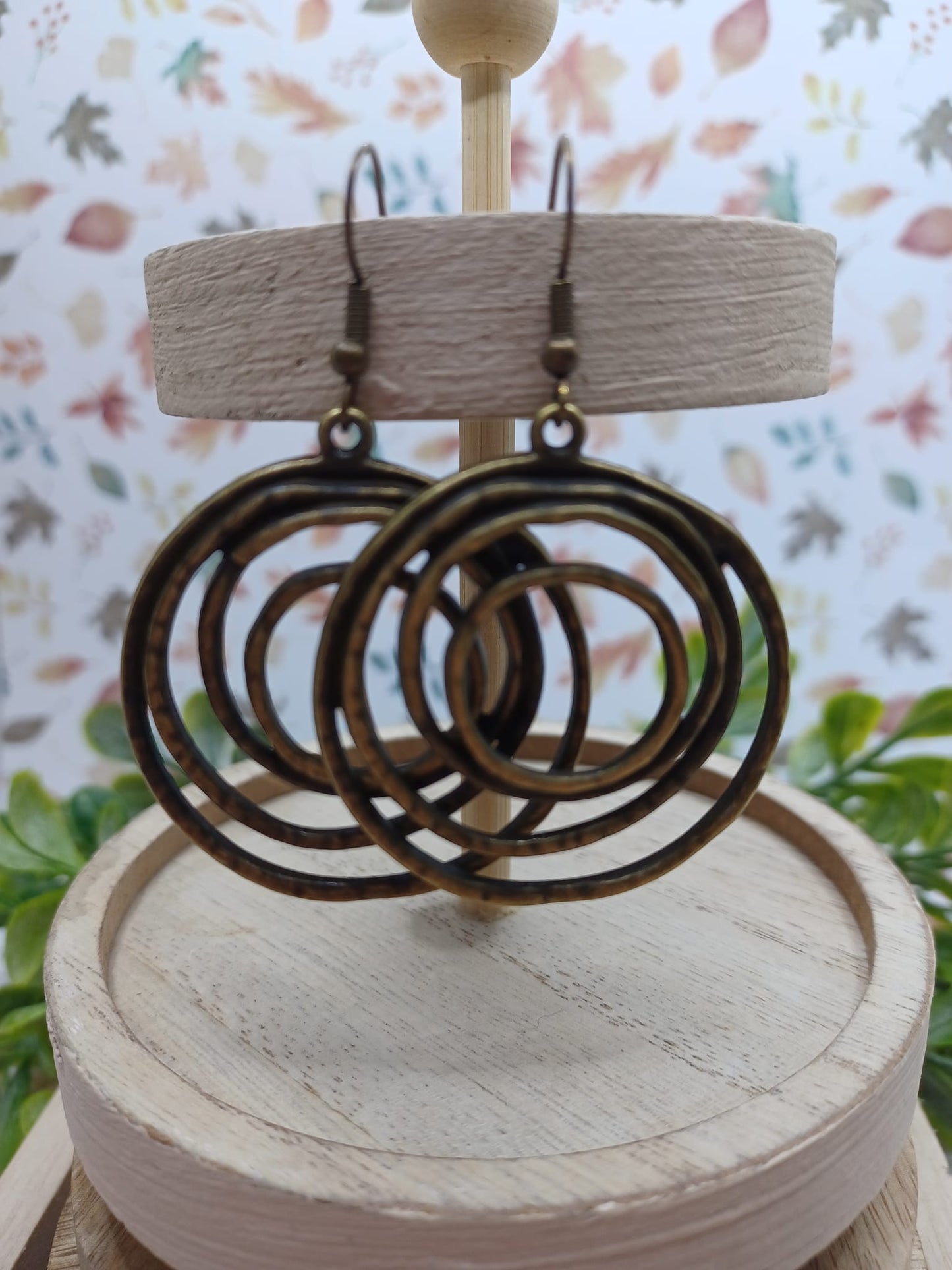 Brass Stacked Circle Earrings