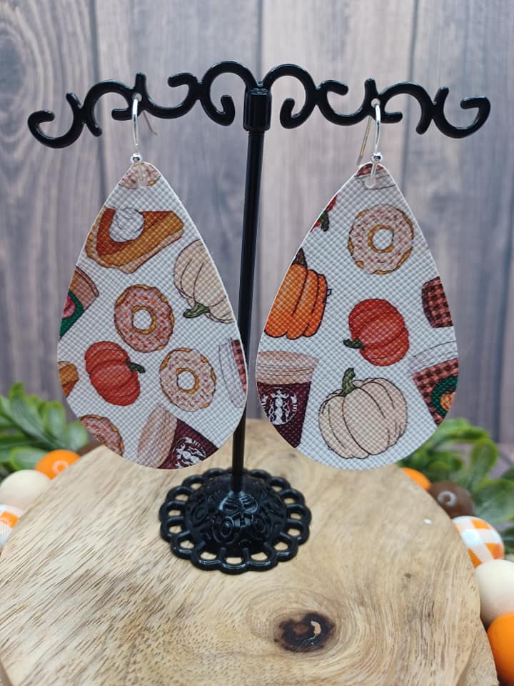 Fall Themed Leather Style Earrings