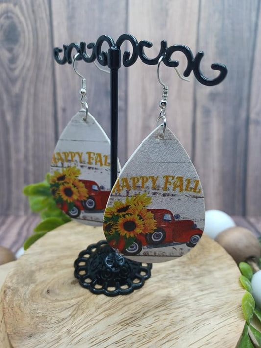 Happy Fall Earrings w/ Red Truck