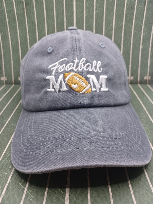 Grey Embroidered Football Mom Hat