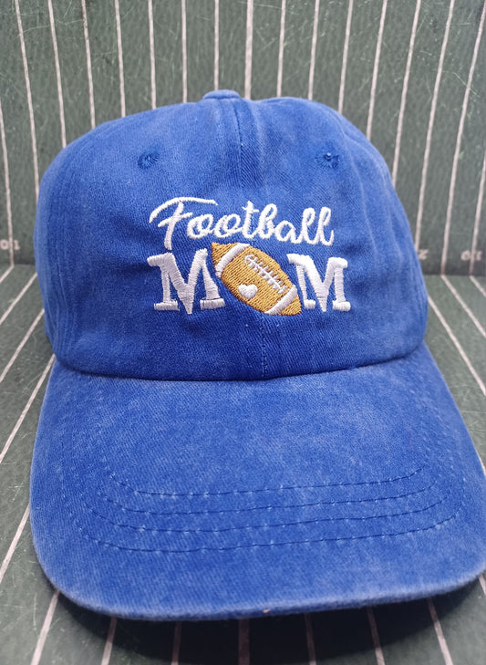 Blue Embroidered Football Mom Hat
