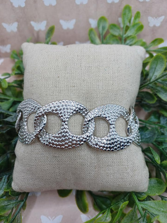 Silver Textured Bottle Cop Style Bracelet