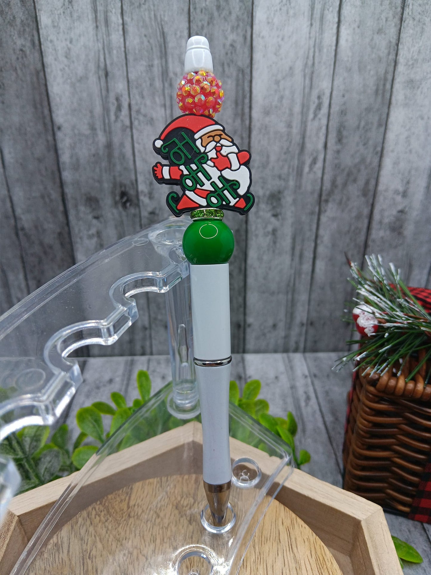 Santa Ho Ho Ho Beaded Ink Pen